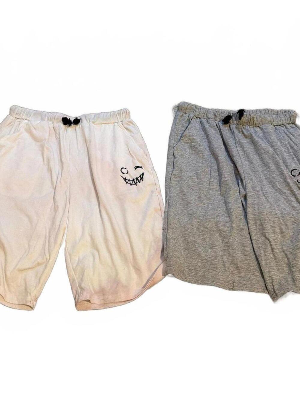 Boys Shein Lot of 2 Casual Shorts with Smiley Face Embroidery (13/14Y) (XL)